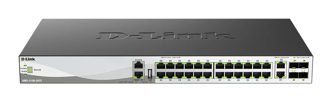 D-Link DMS-3130-30TS/E - Hanterad Layer 3-switch, Svart