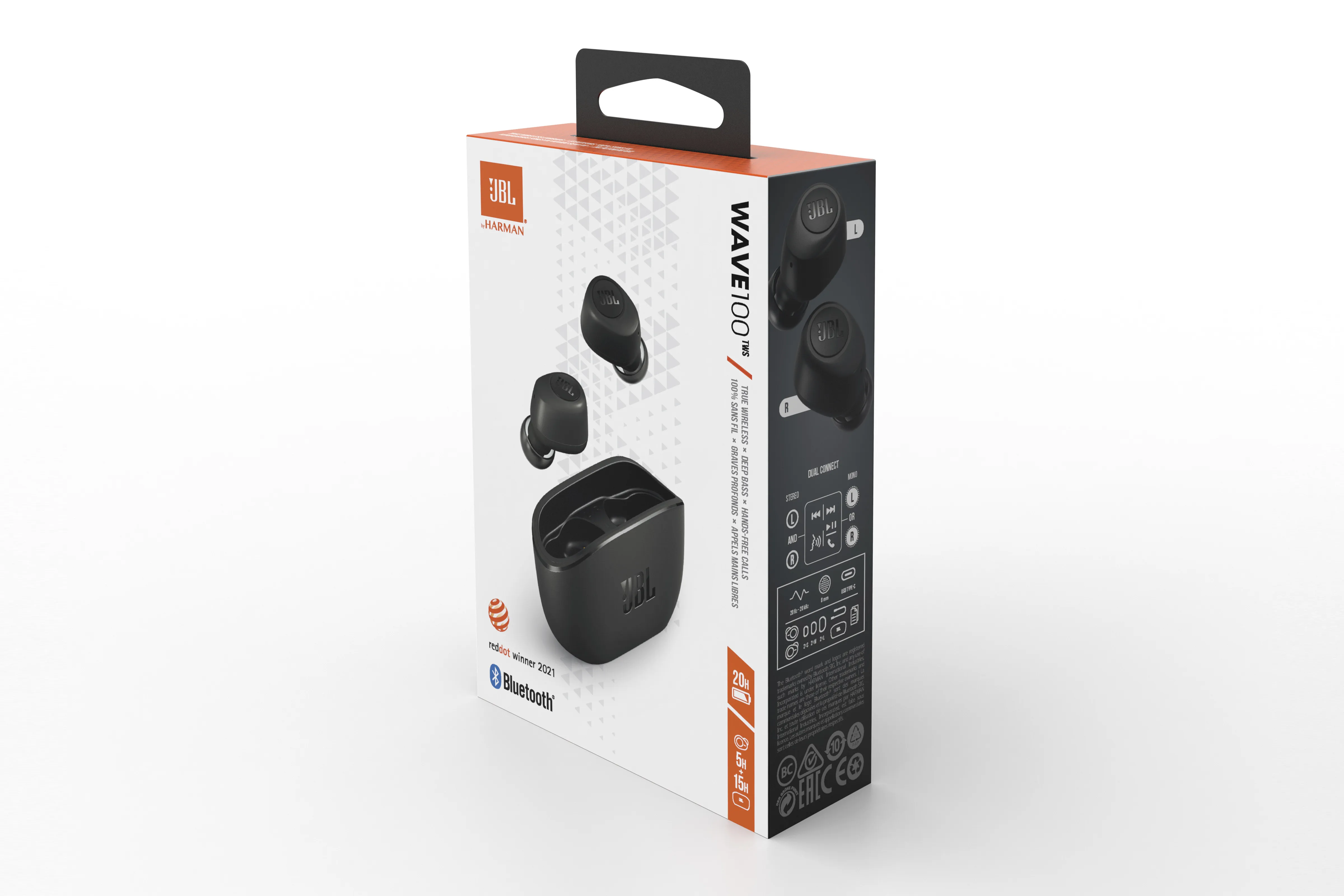 JBL Wave 100 TWS -langattomat nappikuulokkeet, Musta