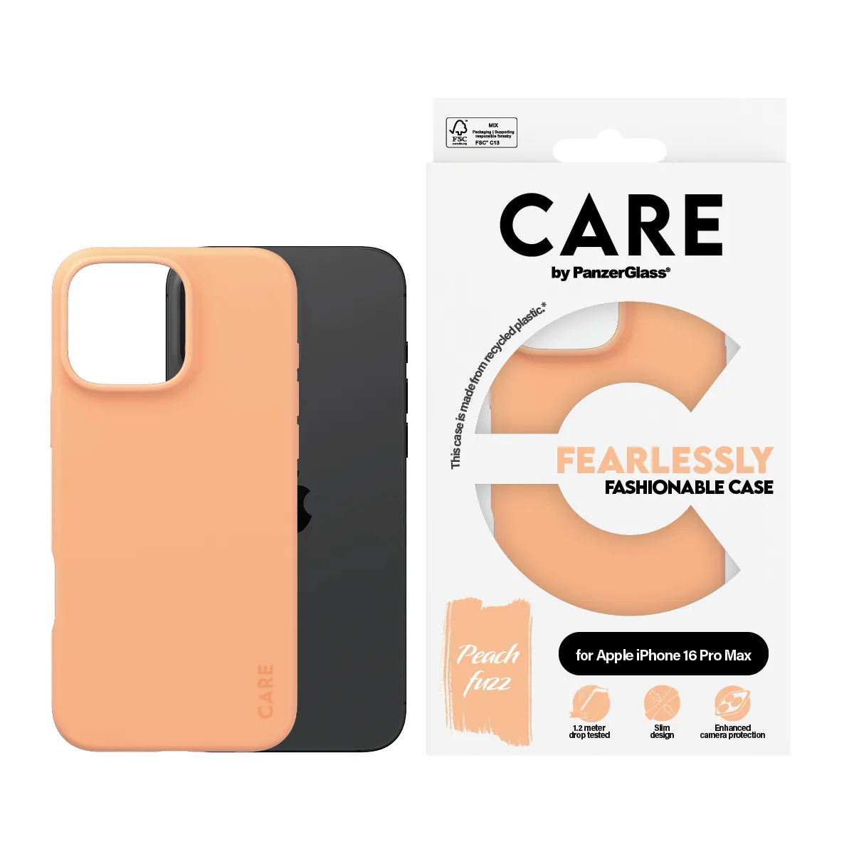 PanzerGlass CARE Case for iPhone 16 Pro Max, Peach