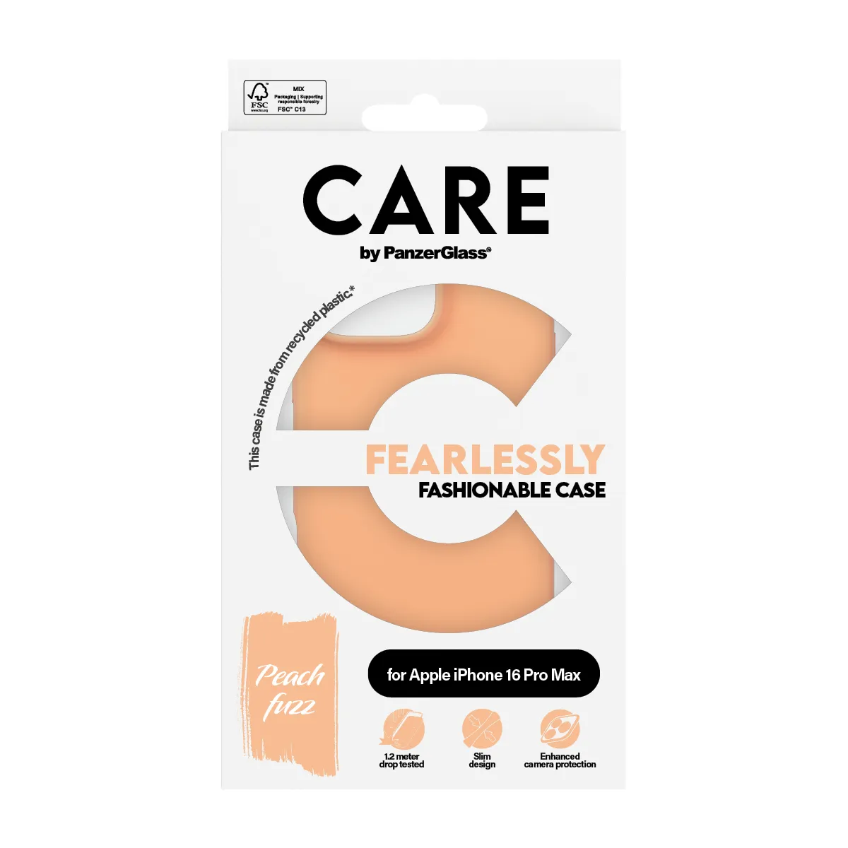PanzerGlass CARE Case for iPhone 16 Pro Max, Peach