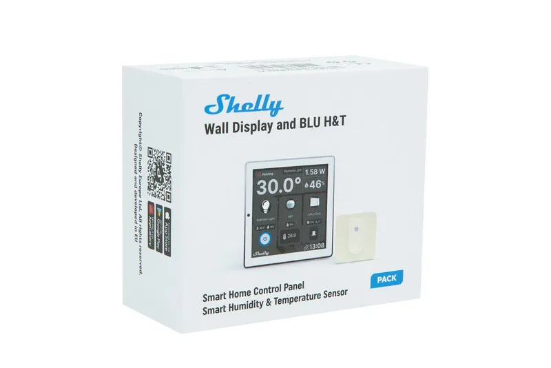 Shelly Wall Display, white + Shelly BLU H&amp;T - humidity and temperature sensor, ivory