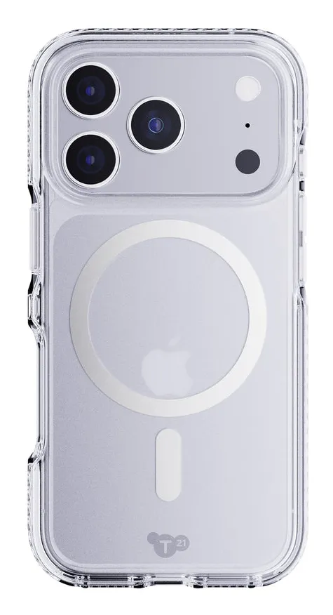 Tech21 Evo Crystal MagSafe Case for iPhone 17 Pro, Clear/Silver