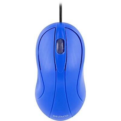 DELTACO optinen minihiiri, 800 DPI, 1,5m, USB, sininen