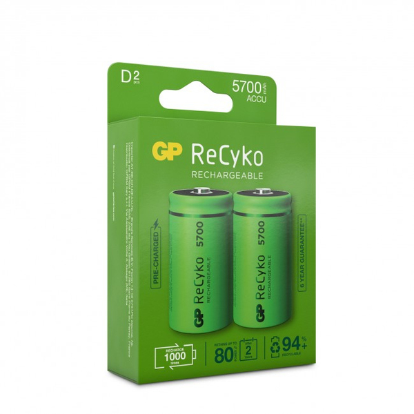 GP Recyko, D 5700mAh, 2-Pack