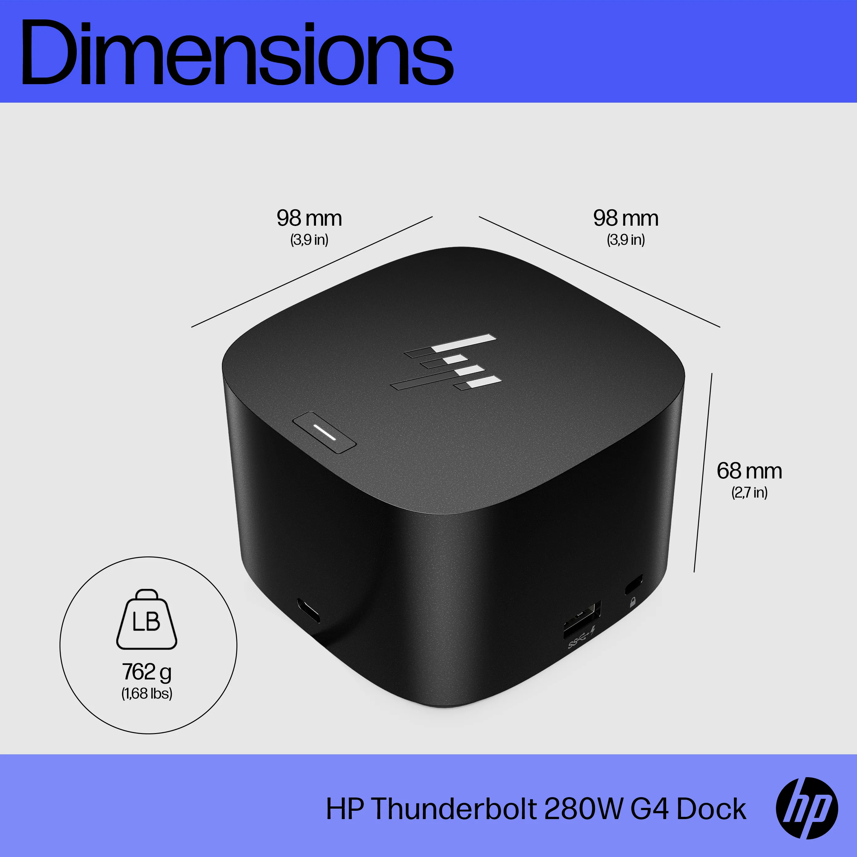 HP TB 280W G4 Dock w/Combo Cable