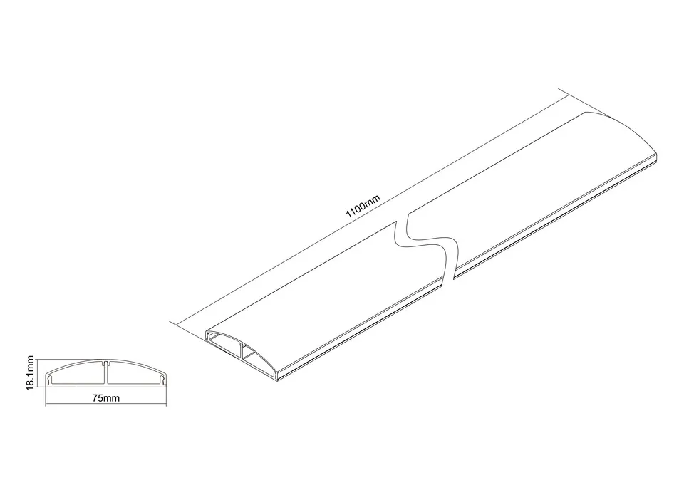 Multibrackets M Universal Cable Cover Super Slim - Kaapelin suojus - 1.1 m - musta