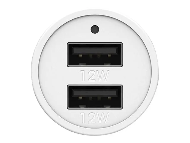 OtterBox - Auton virtasovitin - 12 watt - 2.4 A - 2 lähtöliittimet (USB) - pilviunelman valkoinen - (ei palautusoikeutta)