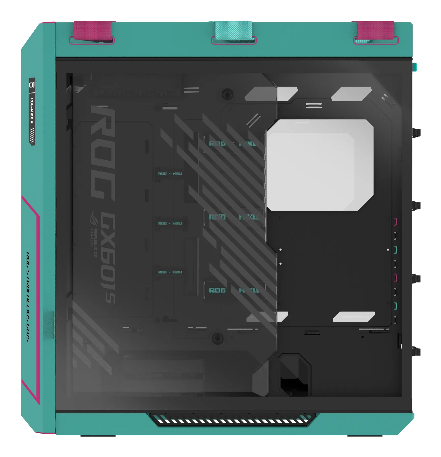 ASUS ROG Strix Helios II Hatsune Miku Edition Midi-Tower Case with window and RGB lighting, Blue-green and pink