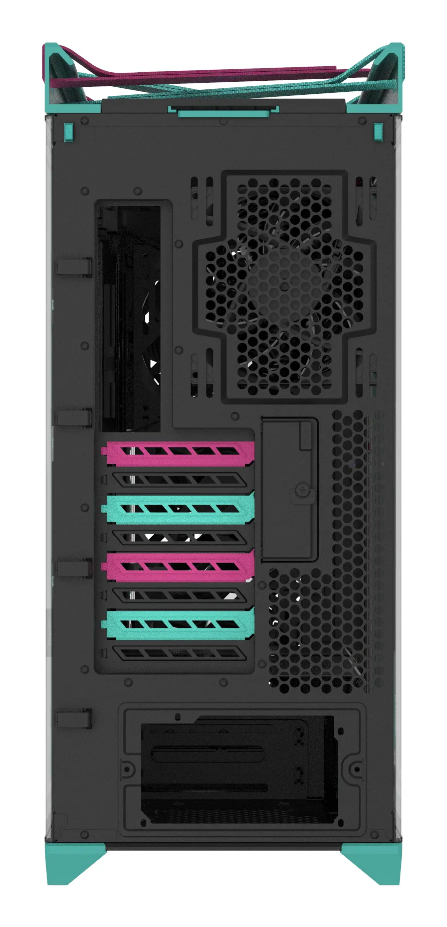 ASUS ROG Strix Helios II Hatsune Miku Edition Midi-Tower Case with window and RGB lighting, Blue-green and pink