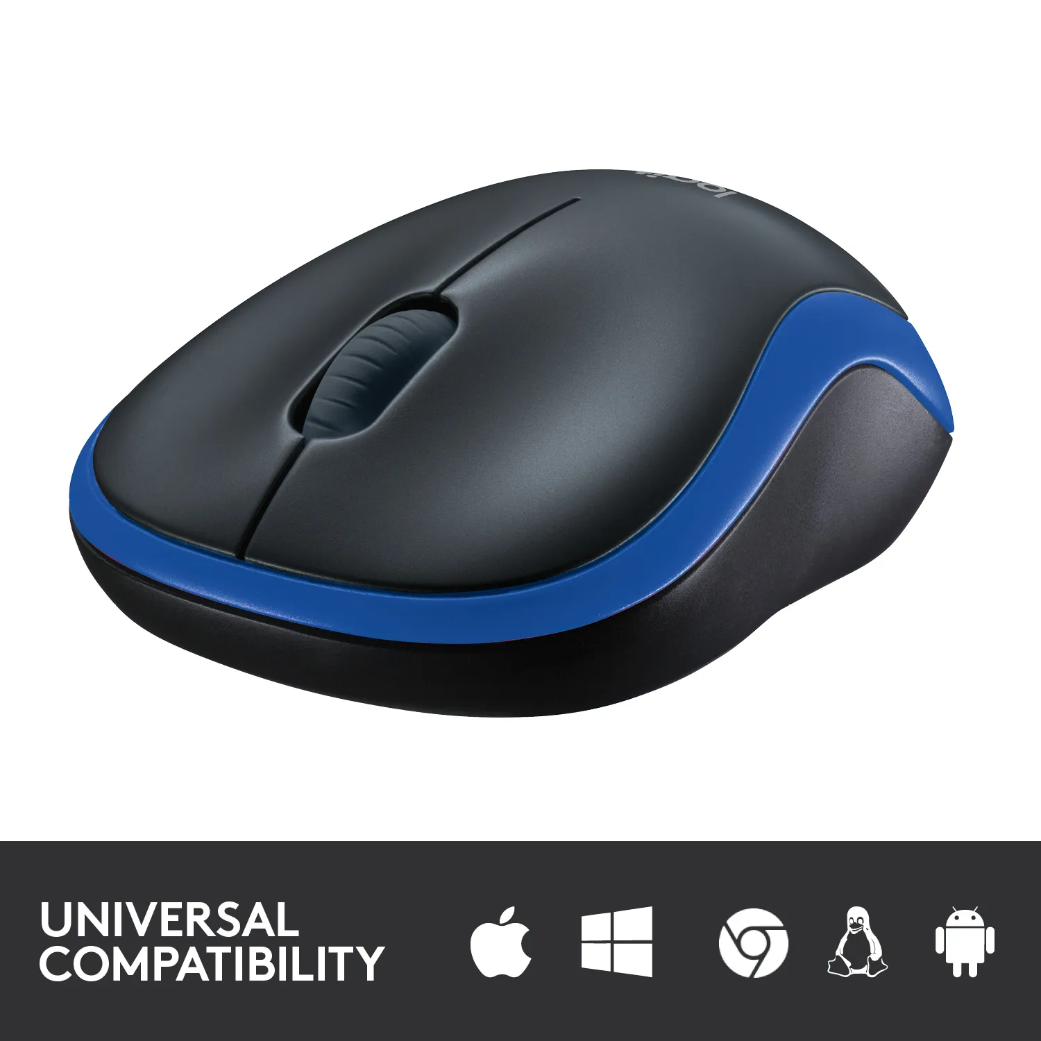 Logitech M185 -langaton hiiri, Musta/Sininen