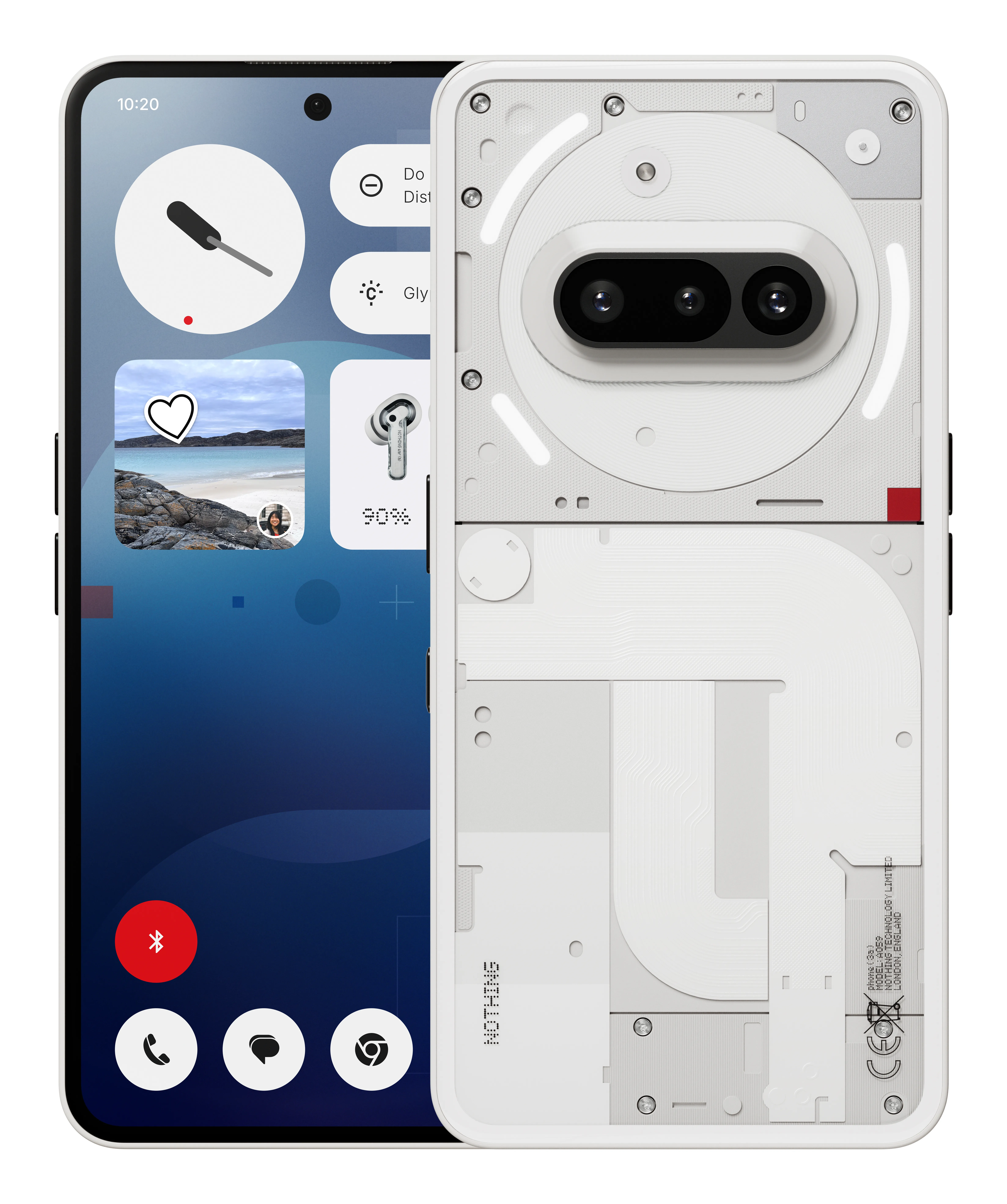 Nothing Phone (3a) 8/128 Gt -puhelin, valkoinen