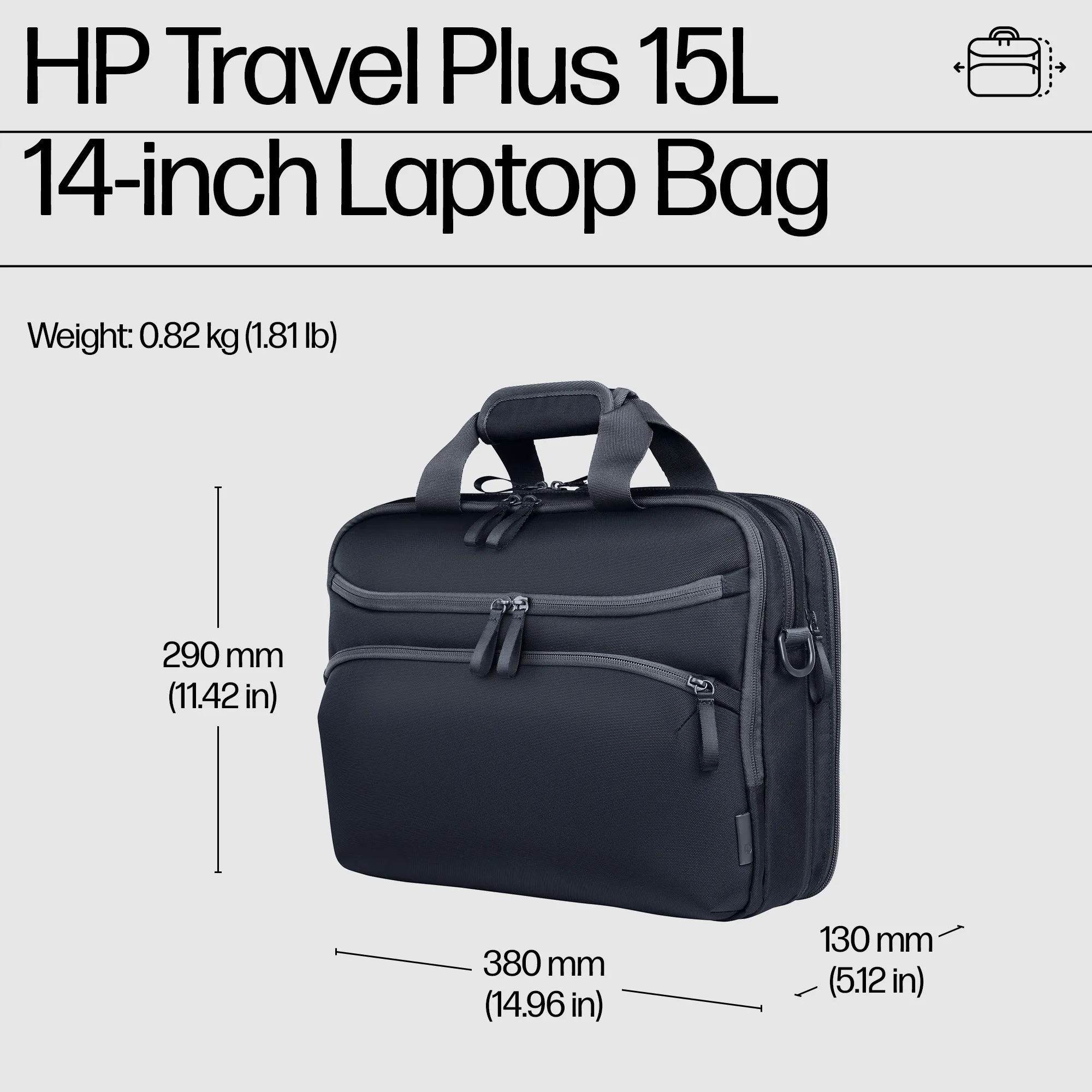 HP 14&quot; Travel Plus 15L - datorv&auml;ska, Bl&aring;/Grafit