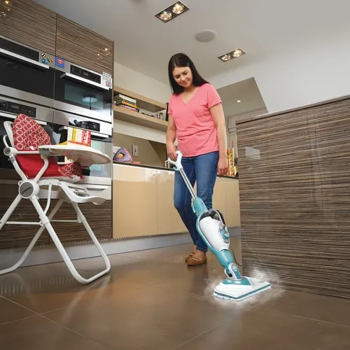 Black & Decker BHSM1610DSM 1600 Watt 2-i-1 &aring;ngmopp / &aring;ngtv&auml;tt, Turkos, Vit, 0,5 liter