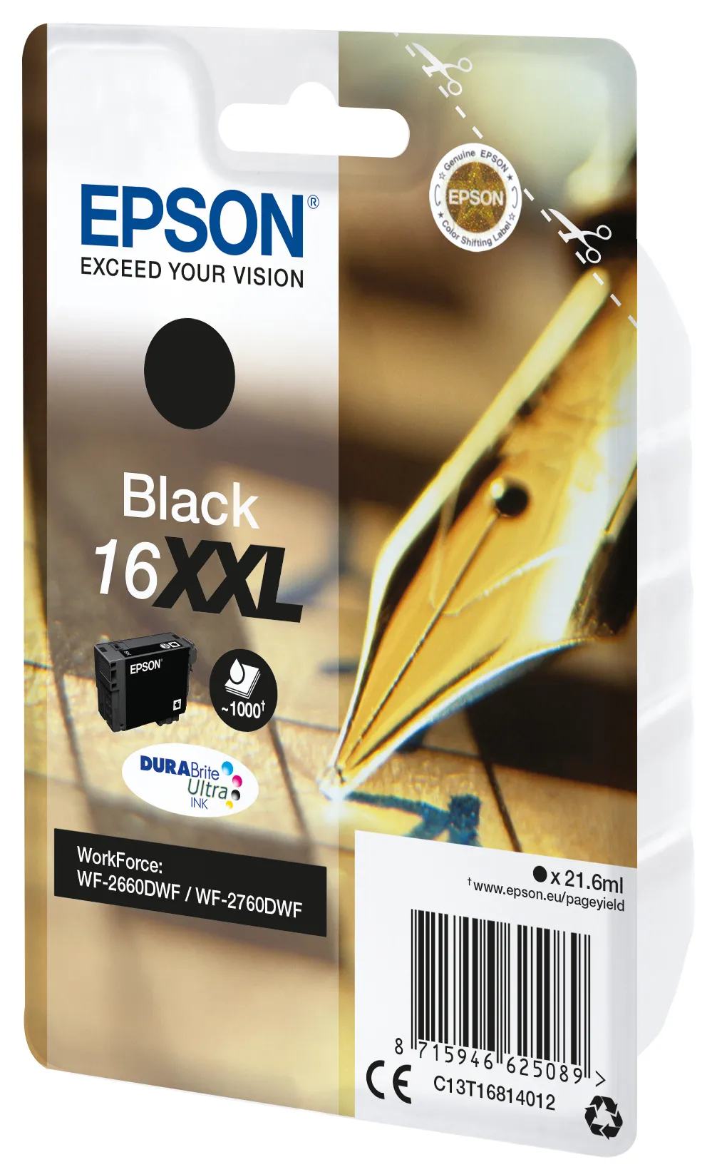 Epson 16XXL -mustekasetti, 21.6 ml, musta