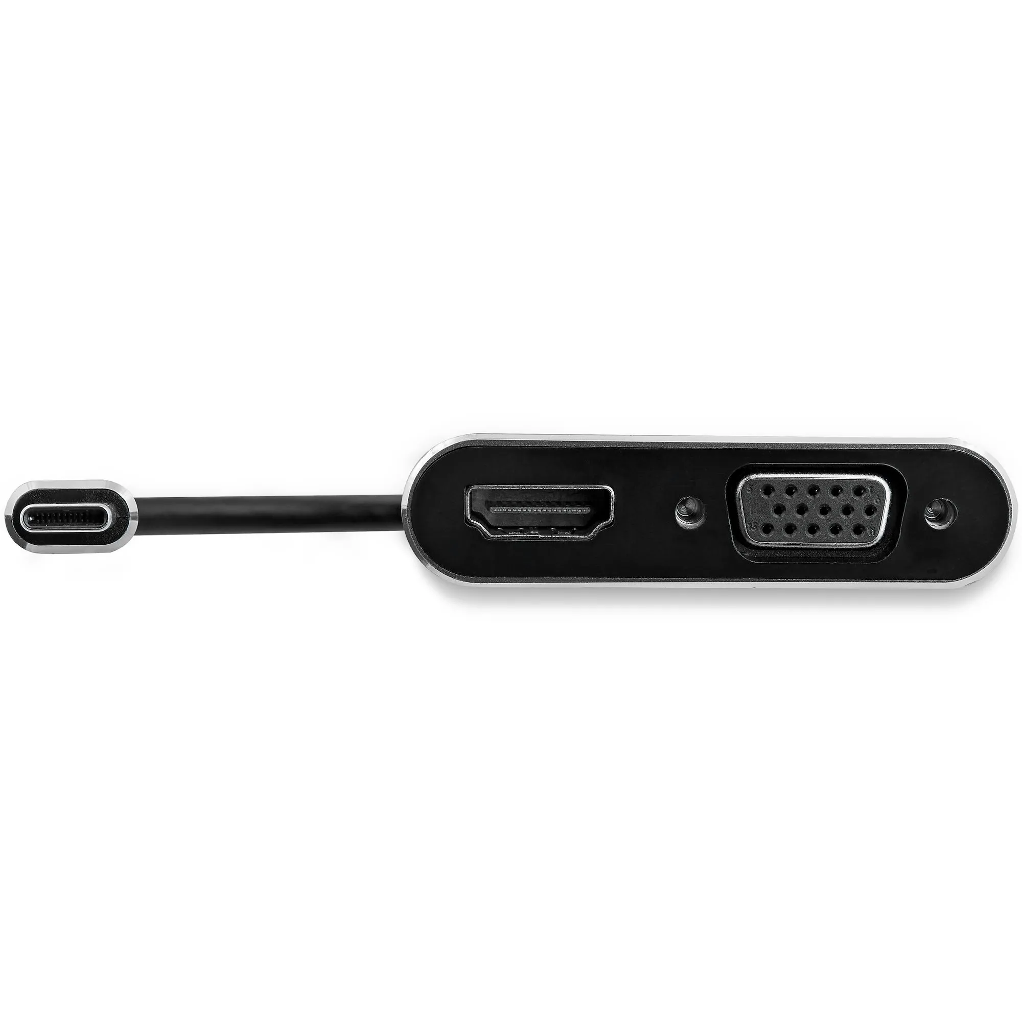 STARTECH.COM USB C to VGA and HDMI Adapter - Aluminum - USB-C Multiport Adapter - 6 in / 15.24 cm Built-In Cable