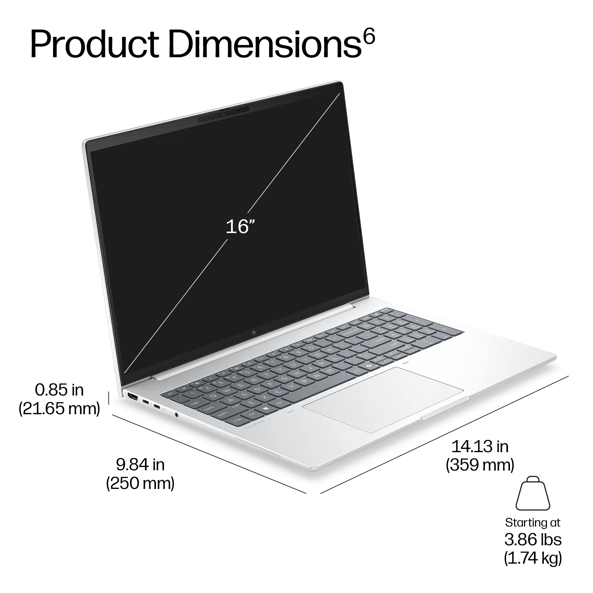 HP EliteBook 8 G2a 16.0" Ryzen AI 5 435, 16 GB, 512 GB, Radeon 840M, Win 11 Pro - b&auml;rbar dator, silver