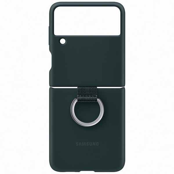 Samsung Z Flip3 Silicone Cover with Ring - fodral, Gr&ouml;n