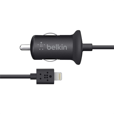 Belkin Car Charger - Verkkosovitin - auto - 10 watt - 2.1 A (Lightning) - musta malleihin Apple iPad mini, iPad with Retina display (4. sukupolvi), iPhone 5