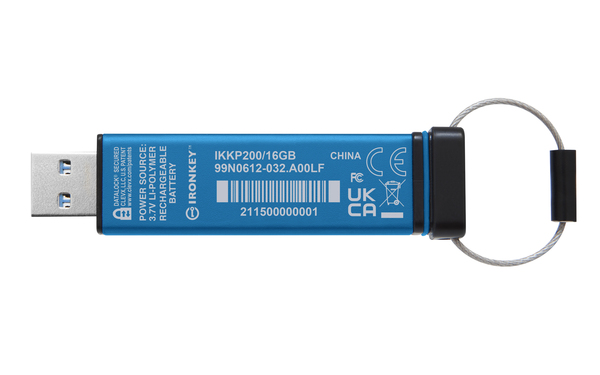 Kingston IronKey Keypad 200, AES-256 16 GB USB 3.2 Gen 1x1 - minne, Bl&aring;