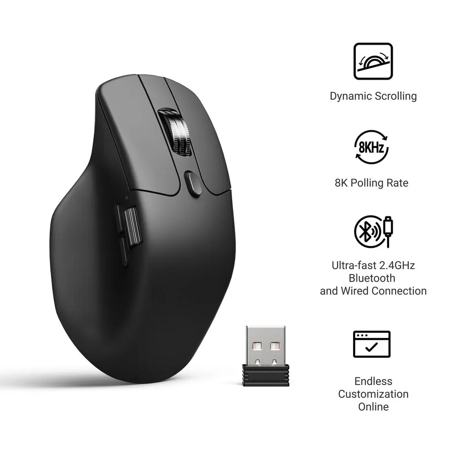 Keychron M6 Wireless Ergonomic Mouse, Black