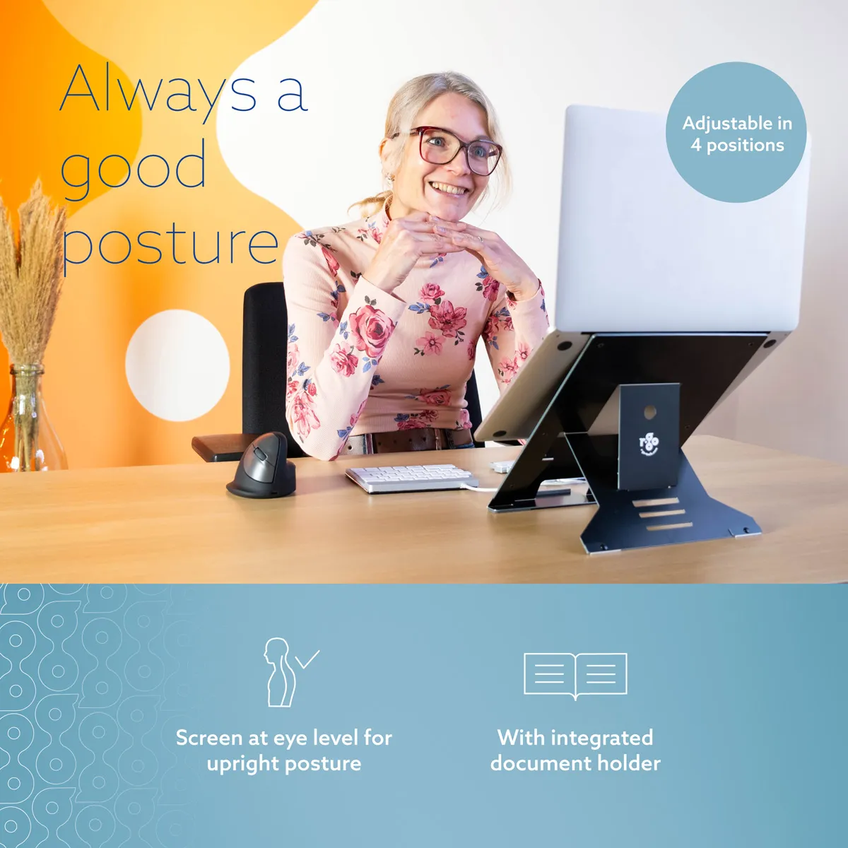 R-Go Riser Document Laptop stand Black