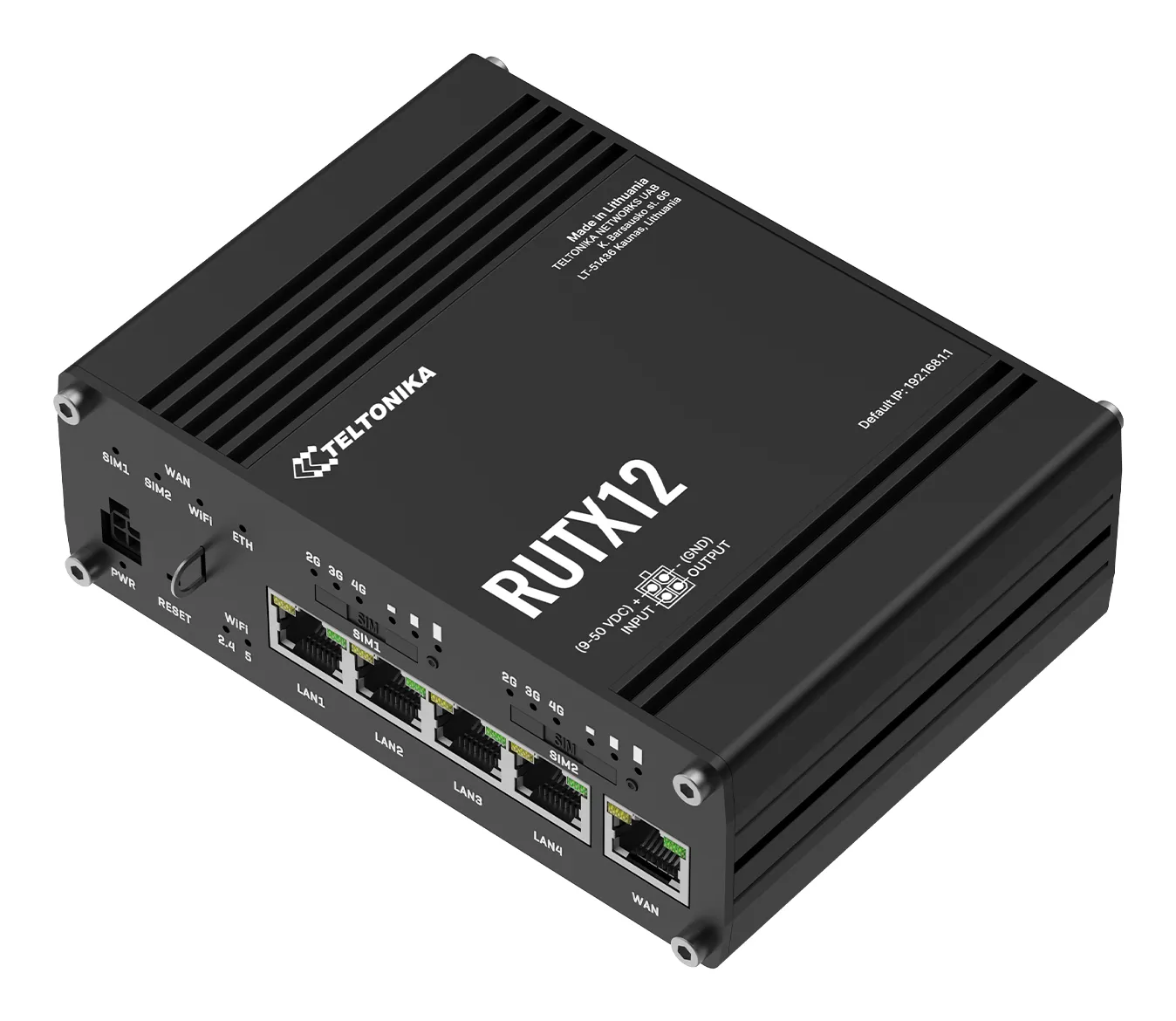 Teltonika Networks RUTX12 - Cellular network router, Black