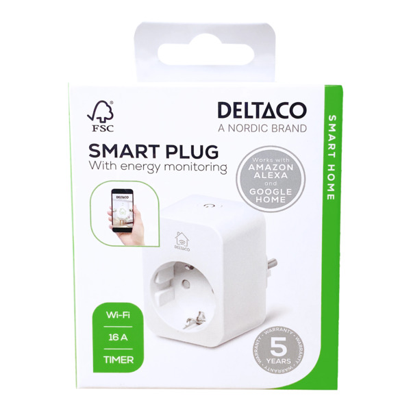 Deltaco Smart Home 16A - uttag med energi&ouml;vervakning