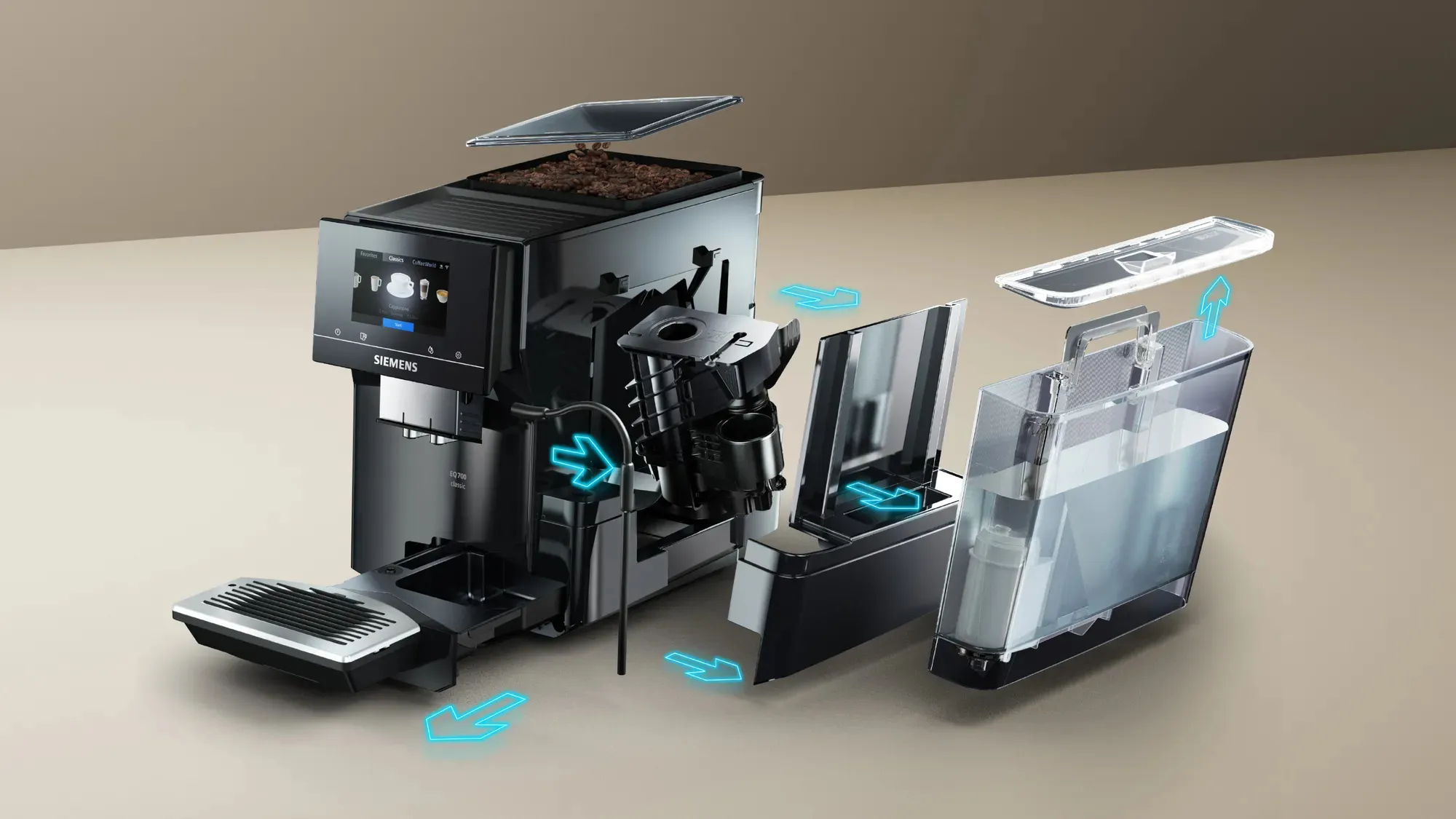 Siemens TP703R09 EQ700 Classic - espressomaskin, Svart