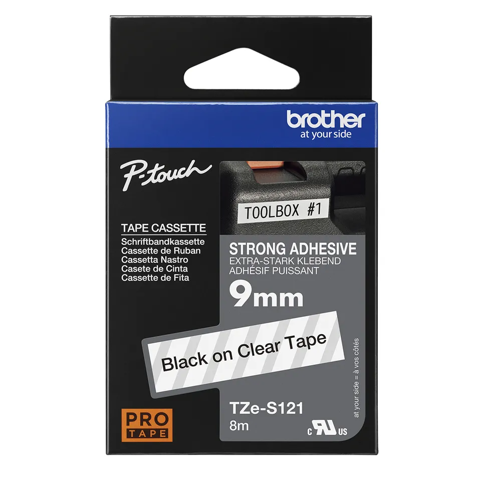 BROTHER TZES121 9 BLACK ON CLEAR STR. AD