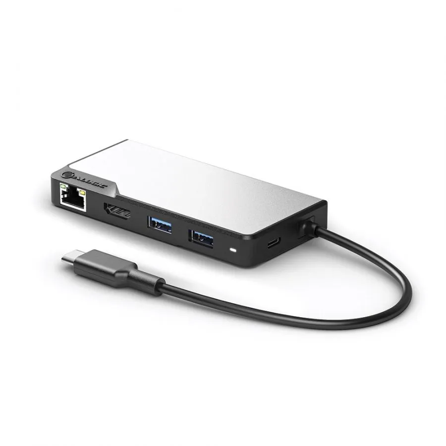 ALOGIC USB-C Fusion ALPHA V2 5-i-1-hubb HDMI, USB, Ethernet och PD ? Rymdgrå