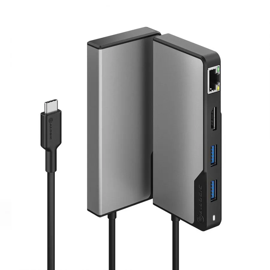 ALOGIC USB-C Fusion ALPHA V2 5-i-1-hubb HDMI, USB, Ethernet och PD ? Rymdgrå