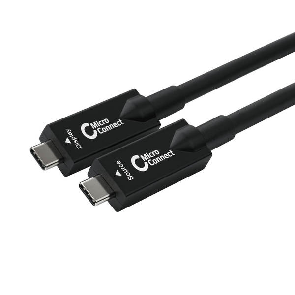 MicroConnect Premium Optic USB-C - USB-C 60W -kaapeli, Musta, 15m