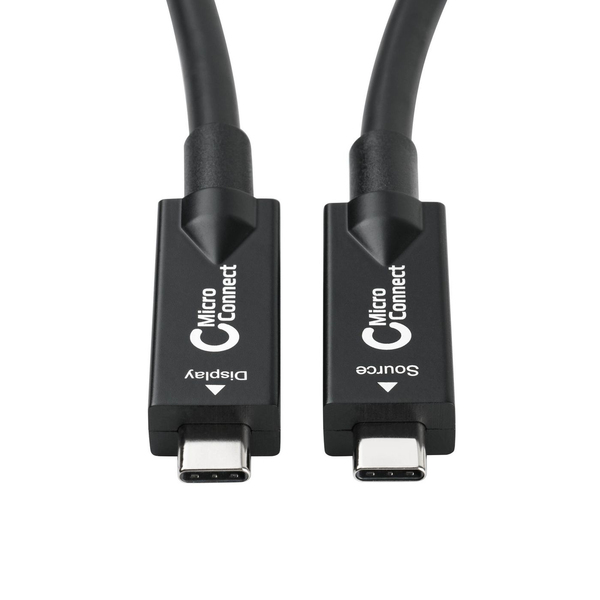 MicroConnect Premium Optic USB-C - USB-C 60W -kaapeli, Musta, 15m