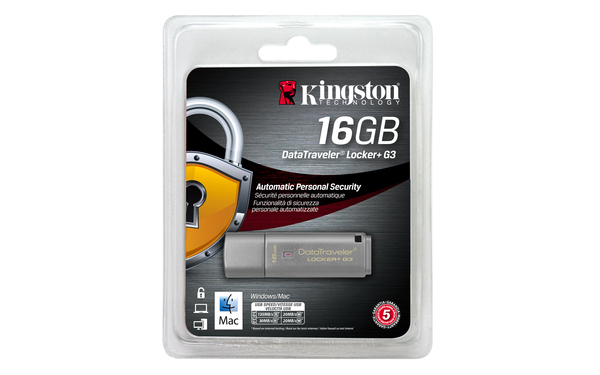Kingston 16 GB DataTraveler  Locker+ G3 Secure USB 3.0 - minne, Silver