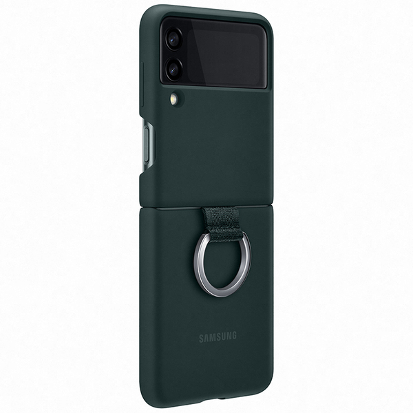 Samsung Z Flip3 Silicone Cover with Ring - fodral, Gr&ouml;n