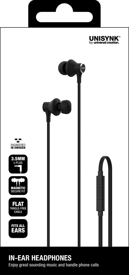 Unisynk 3.5 mm In-ear Headphones, Black