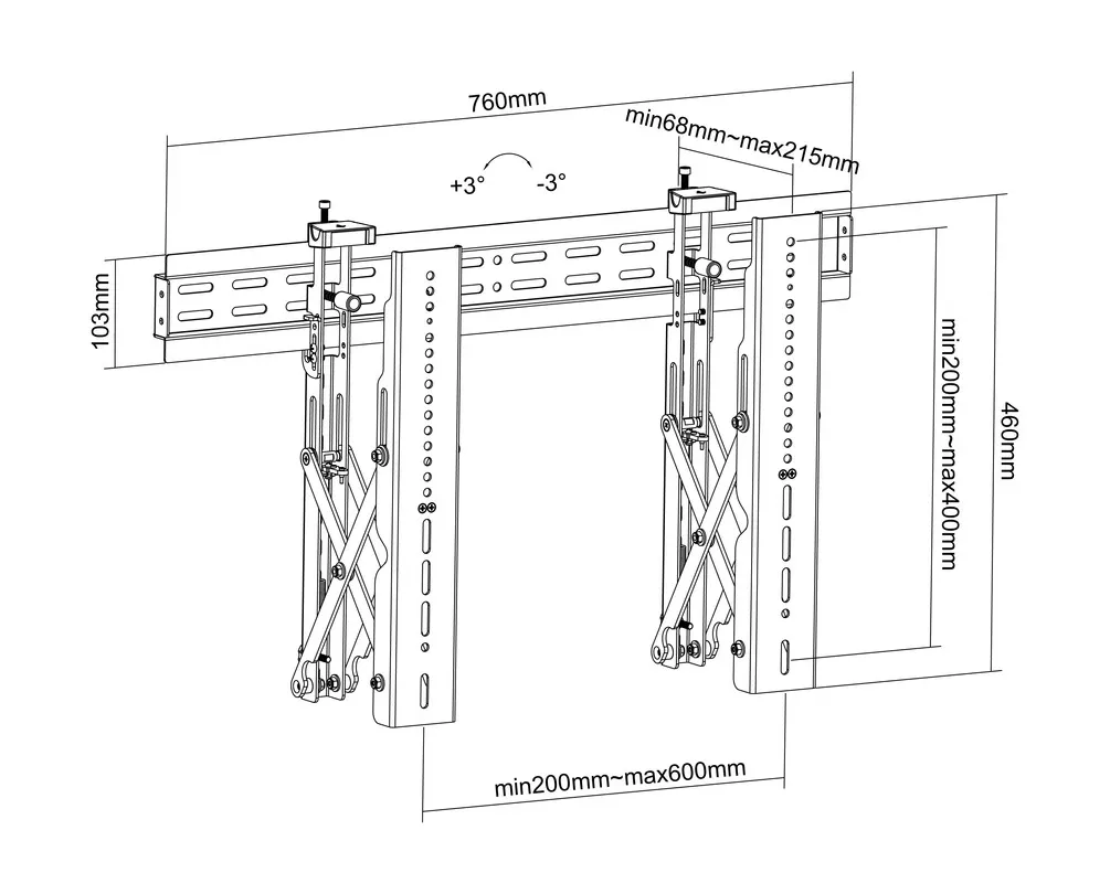 Multibrackets M Public Video Wall Mount Push - Wall mount tuotteelle LCD nestekiden&auml;ytt&ouml; / plasma TV - black &amp; slate -n&auml;yt&ouml;n koko: 37"-70"