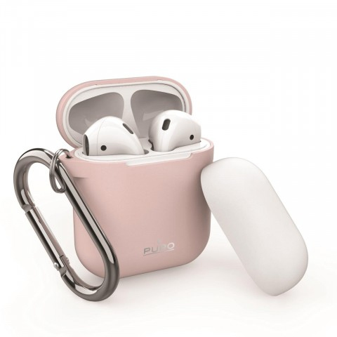 Silikonikotelo AirPodeille, koukku, ruusunpuna