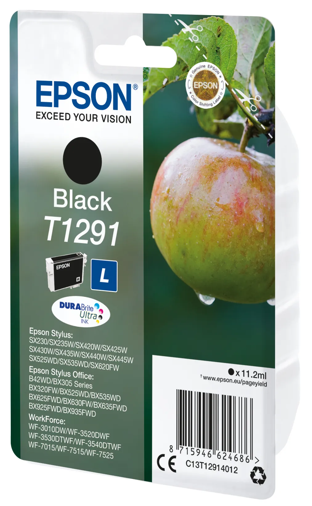 Epson T1291 XL -mustekasetti, 11.2 ml, musta