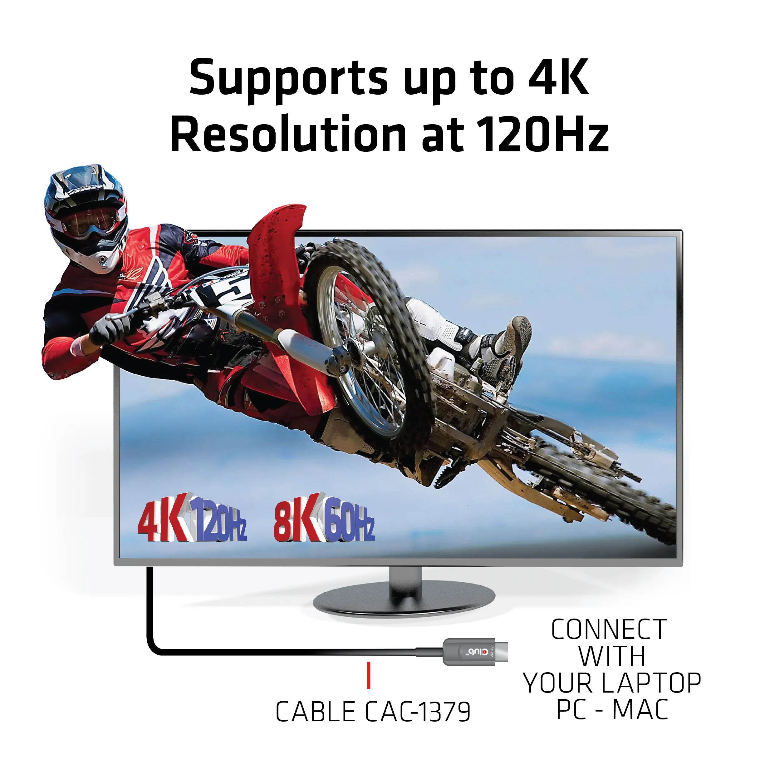 Club 3D  HDMI &ndash; HDMI 2,1 - kabel, 20 m, Svart