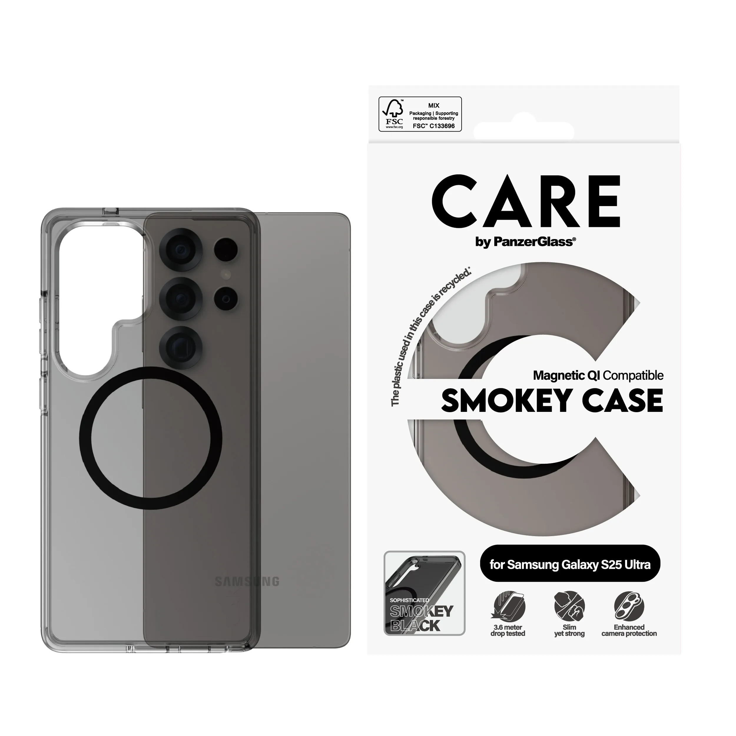 Care by PanzerGlass Galaxy S25 Ultra Urban Combat skal, Smokey, Qi Compatible