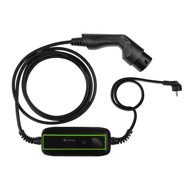 Green Cell EV16 Typ 2 till Schuko laddkabel, 3,6 kW, 16 A, 5,5 m, IP66, svart