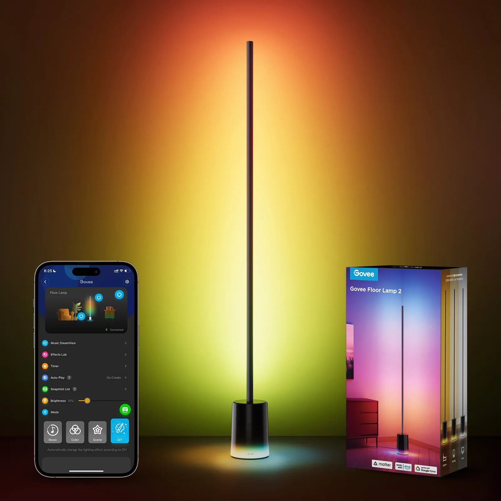 Govee Floor Lamp 2 -älykäs lattiavalaistus, Musta