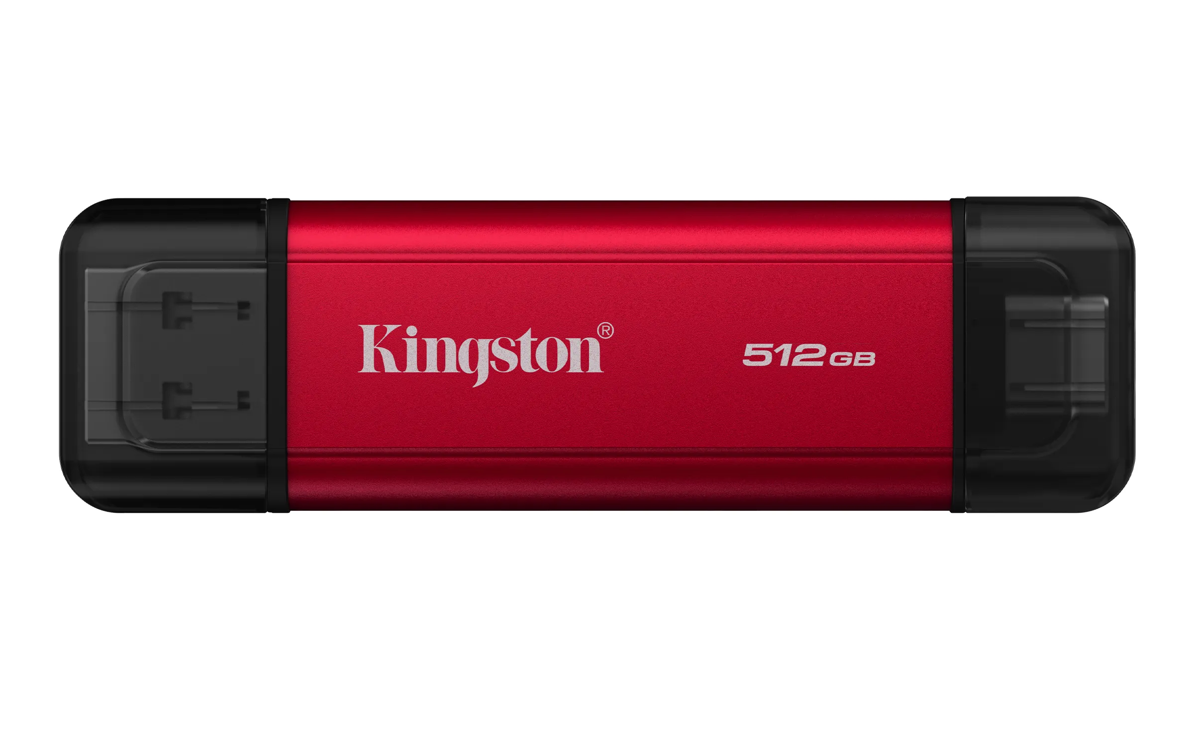 Kingston Dual Portable 512 GB extern SSD med USB-C/USB-A, robust, svart/röd