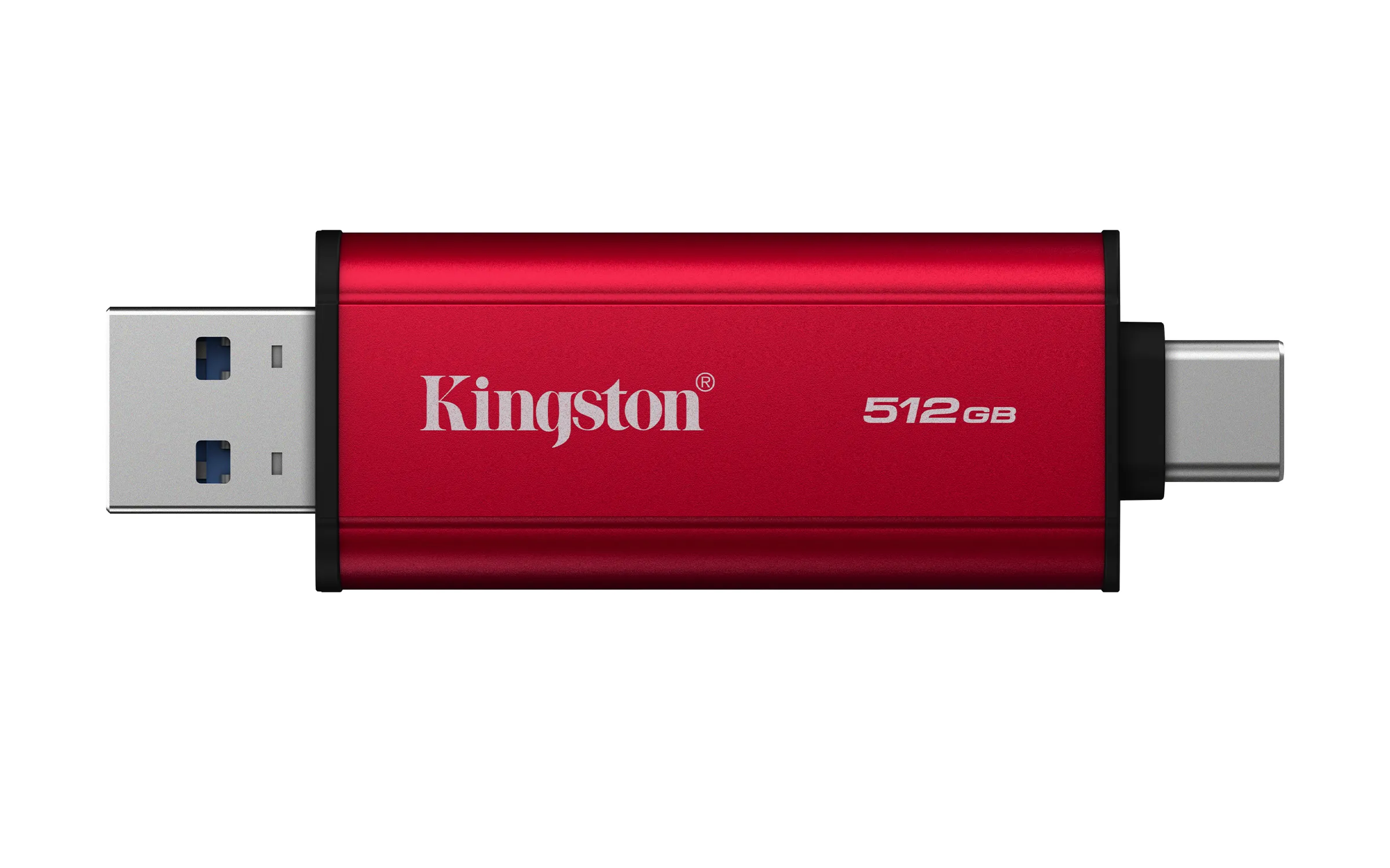 Kingston Dual Portable 512 GB extern SSD med USB-C/USB-A, robust, svart/röd