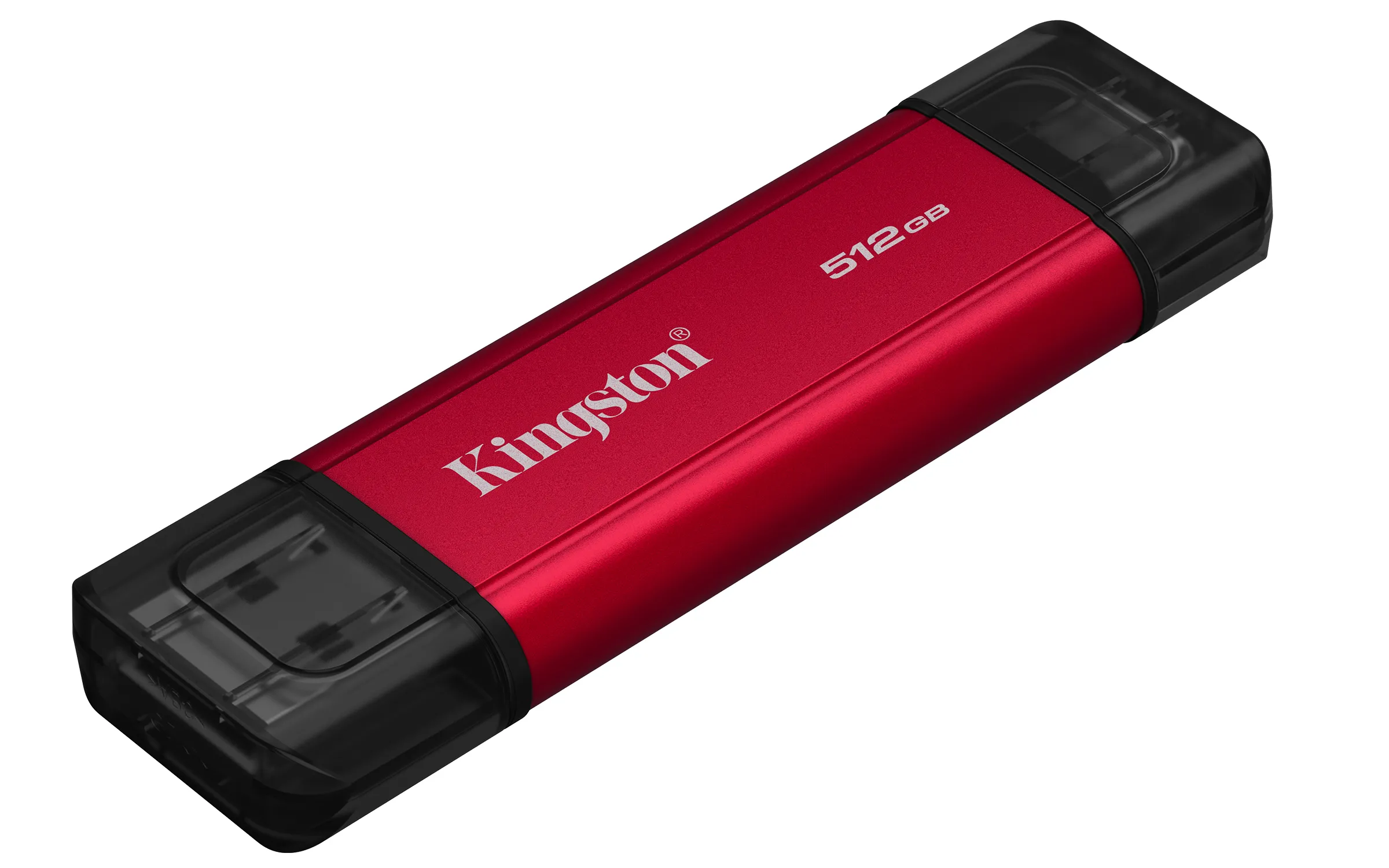 Kingston Dual Portable 512 GB extern SSD med USB-C/USB-A, robust, svart/röd
