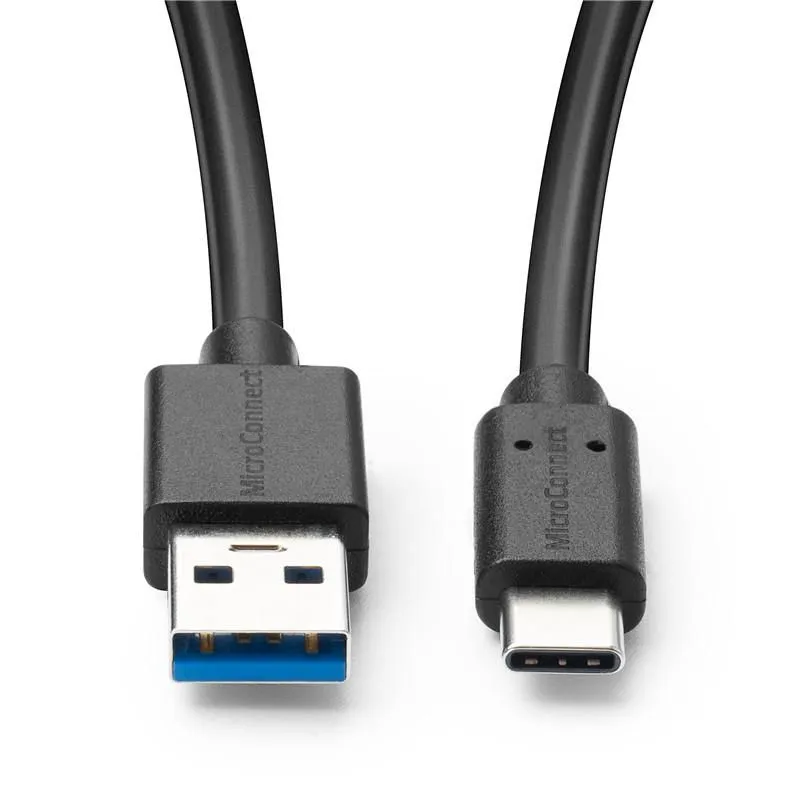 MicroConnect USB-A &ndash; USB-C kabel, 15 W, 1,5 m, svart