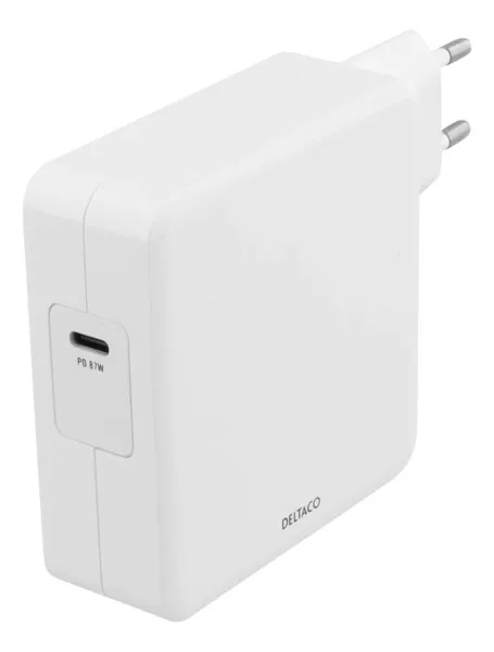 Deltaco PD 87W USB-C - snabbladdning, Vit
