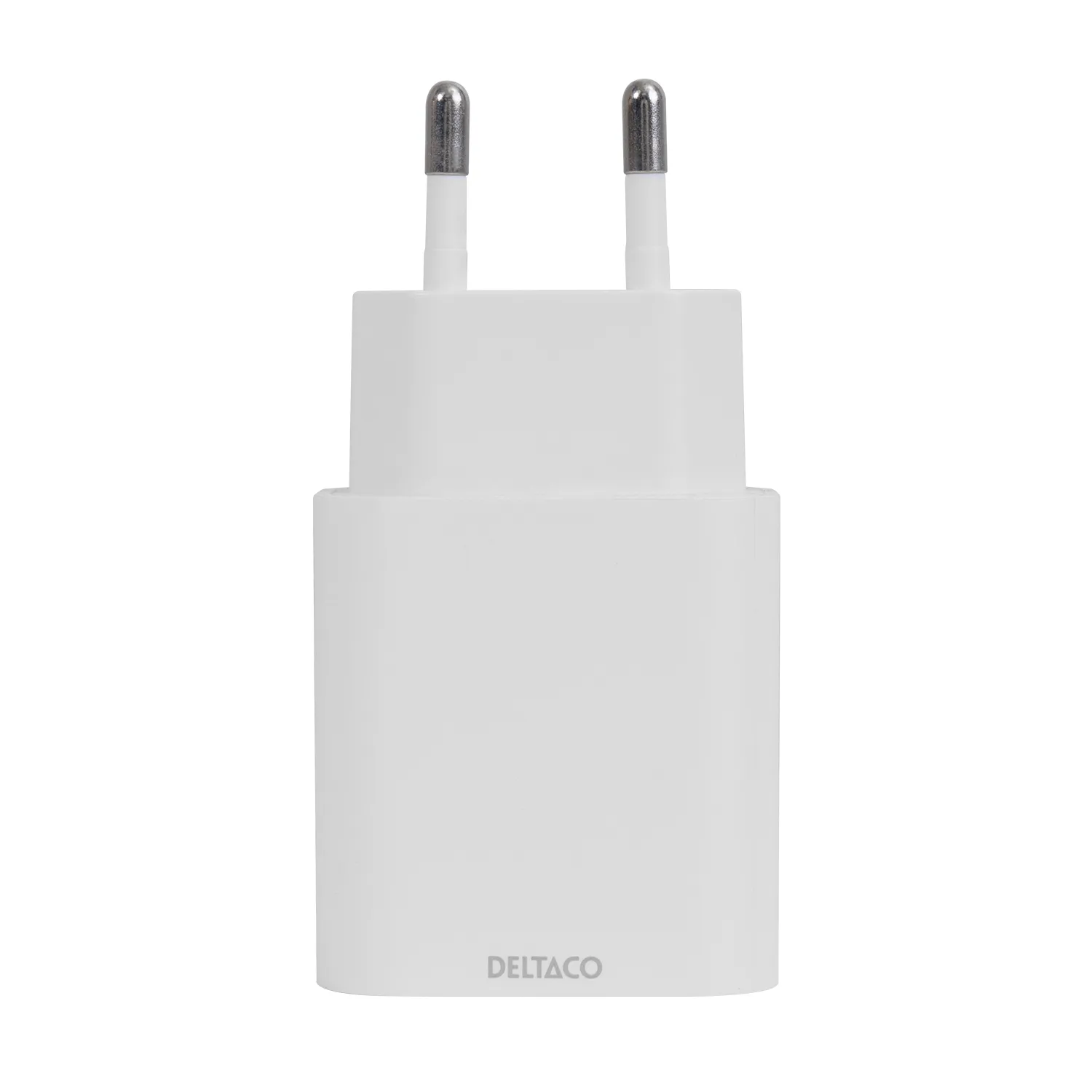 DELTACO USB-C wall charger, 1x USB-C PD 20 W, PPS 25 W, white
