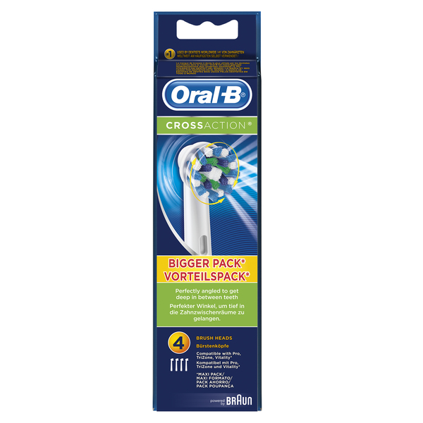 BRAUN VAIHTOHARJA ORAL-B CrossAction 4ct, paketissa 4 vaihtoharjaa. UUTUUS!!!